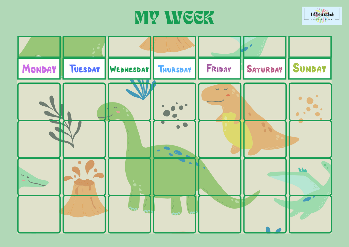 My week planner - Dino theme